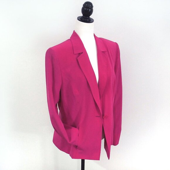 Vintage Evan Picone 100% Silk Blazer Fully Lined Boyfriend Blazer Jacket - Picture 1 of 7